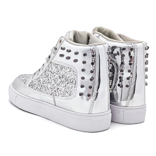 Image of IGxx Glitter Rivet Shoes Men Disco Punk High Top Women Sneakers