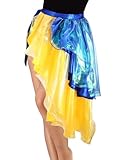 TWINKLEDE Shiny Fariy Bustle Tie on Belly Dance Skirt Maxi Hip Scarf Latin Festival Party Costume for Adult (Regular, Yellow & Blue)