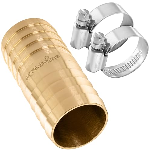 Poppstar Raccord de Tuyau en Laiton 1 pouce Set avec 2 Colliers de Serrage Inox pour Tuyau d’arrosage 1 (25 mm)