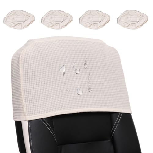 Housse Appui-Tête Imperméables pour Chaise de Bureau, Housses Extensibles en Jacquard, Protection pour Appui-Tête de Chaise Ordinateur à Dossier Haut, Lot...