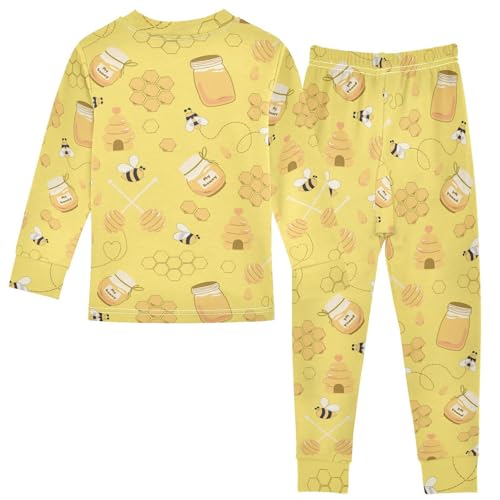 Yellow Bee Honey Pajamas Long Sleeve Sleepwear 2-Piece Pajama Set