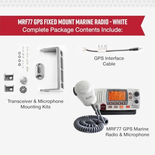 Cobra MR F77W GPS Fixed Mount VHF Marine Radio &ndash; 25 Watt VHF, Built-In GPS Receiver, Submersible, LCD Display, Noise Cancelling Mic, NOAA Weather, Signal Strength Meter, Scan Channels, White