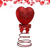 ハートツリートッパー - バレンタインデーミニ光沢のあるロマンチックなオーナメント、ホリデーデコレーション ホームデコレーション パーティー 壁 新築祝い 誕生日 卓上 愛のお祝い お祝いアクセサリー