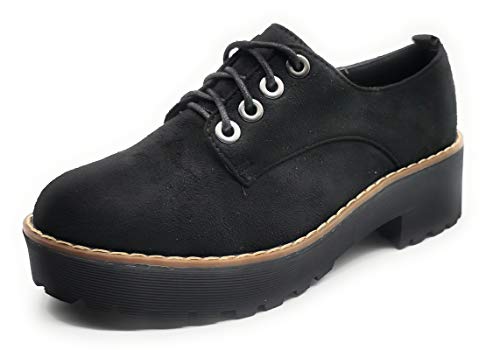P&L Zapatos de Mujer con Cordones Oxford Blucher Plataforma de Ante.
