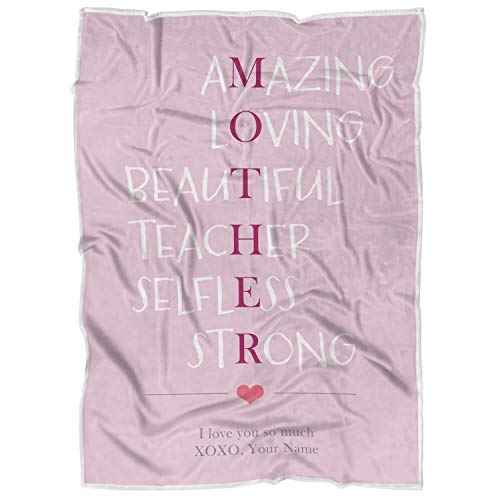 VOTANTA Personalized Mom Fleece Blanket I Love You So Much Mom Blanket Perfect