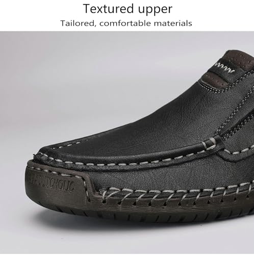 Men's Classic Vintage Leather Hand Stitched Flat Loafers Outdoor Comfortable Non-Slip Lightweight Driving Casual Shoes2