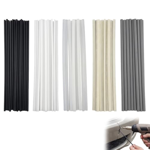 50 Baguettes de Soudure Plastique, Tiges de Soudage en ABS/PVC/PE/PP pour Réparation de Pare-Chocs, Kayak et Carrosserie, Kit de Soudage Plastique Multicolore (5 Types, 10 de Chaque)