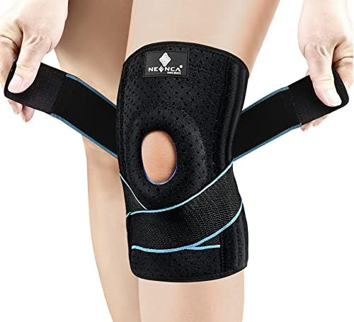NEENCA Knee Brace with Side Stabilizers & Patella Gel Pads, Adjustable Compression Knee Support Braces for Sport Running Workout Relief Recovery knee protection - Large