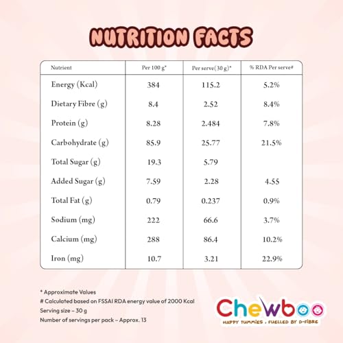 Image of Chewboo Ragi Millet Shells | High Fibre, Iron & Calcium Kids Cereal | 72% Ragi | Jaggery Sweetened | No Refined Sugar | Healthy Breakfast & Snack | 400g