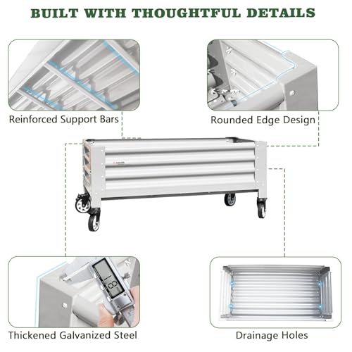 Image of Anleolife Low-Profile Elevated Raised Garden Bed, Antique White