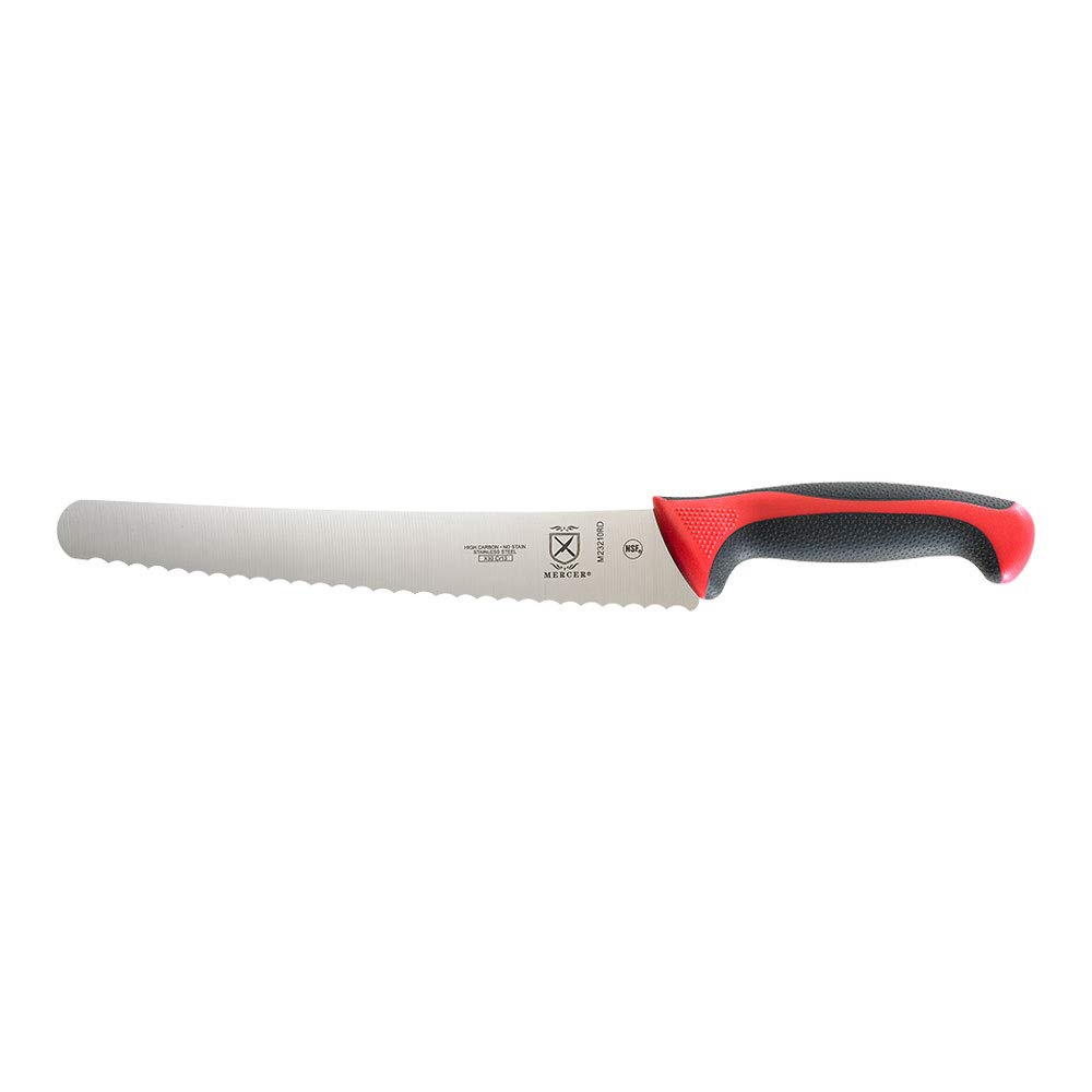 Mercer Culinary Millennia Color - Coltello da pane con manico ondulato, 25,4 cm, colore: Rosso
