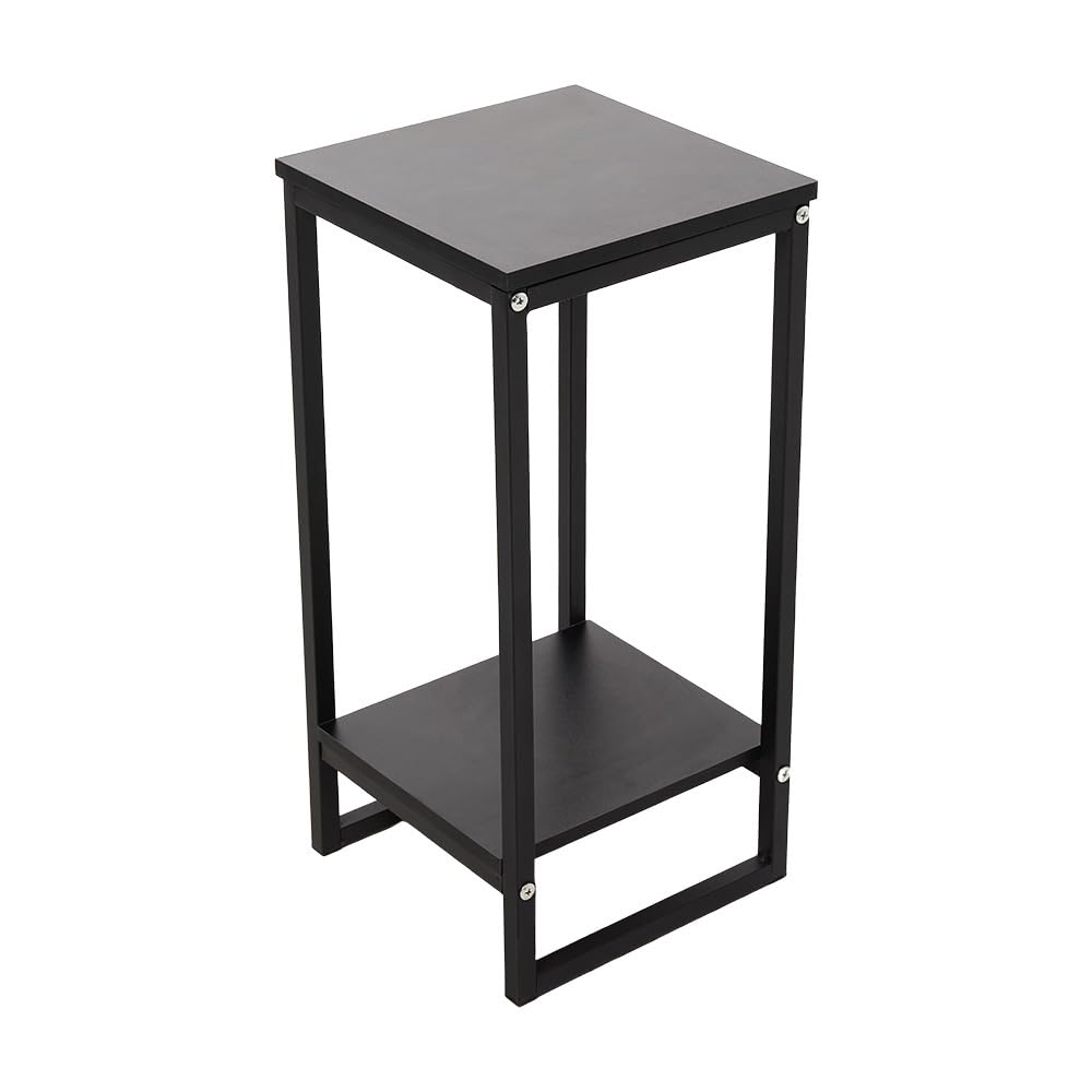 INMOZATA 60 Hight 2‑Tier Side Table, Black Metal Plant Stand Outdoor Indoor