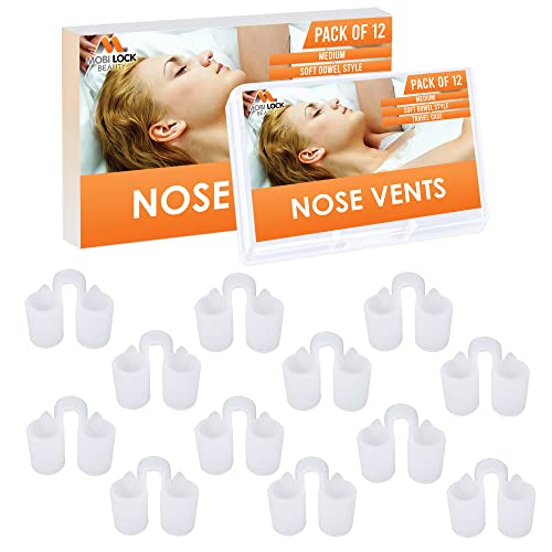 Premium-Nasenentlastung Nasendilatator - (12er-Packung Größe M) Weiche Silikon-Ventilatoren - einfache Lösung Perfekt für Nasenatmer - von Mobi Lock Cover