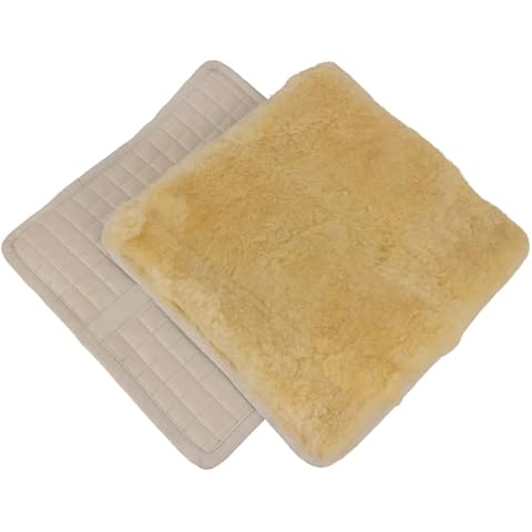 Naturally Sheepskins Lambskin Seat Cushion, Real Lambskin Seat Cushion, Wheelchair Cushion, Cat Bed, Dog Bed, Decorative Cushion, Seat Cover for Car, Approx. 40 x 40 cm (Natural Colour/White) Cover