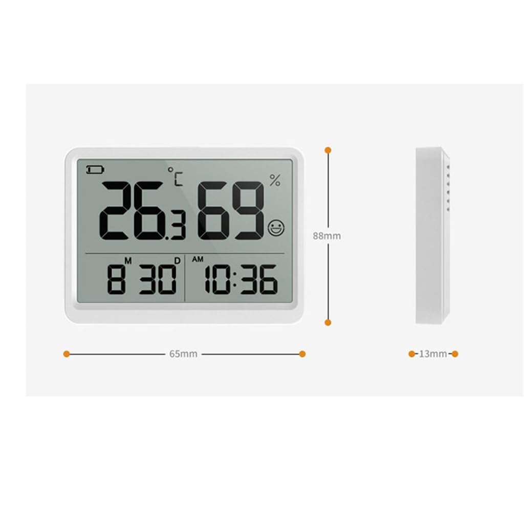 Misuratore Digitale Di Temperatura E Umidità, Aspirazione Magnetica Domestica For Interni Con Orologio Frigorifero