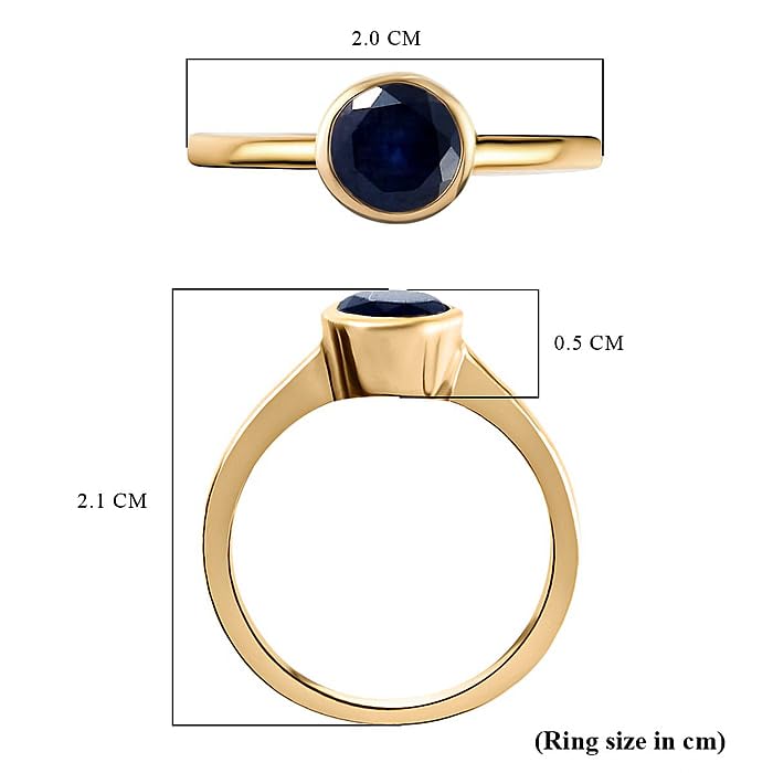Image of 925 Sterling Silver 18K Gold Plated Birthstone 2 Ct Solitaire Natural Gemstone Ring for Women | Fine Jewelry Gift for Wife, Girlfriend, Sister, Birthday, Anniversary, Rakhi, Rakshabandhan, Valentine's