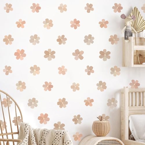 Juego de 56 pegatinas decorativas de pared para habitaciones infantiles, pegatinas de pared de flores, decoración de habitación de niña, fácil de aplicar, para habitación de bebé, dormitorio