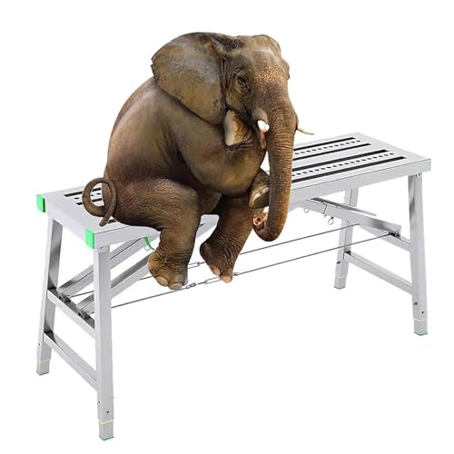 Andamio Plegable, Torre de andamio Ajustable, Plataforma Multiusos, Resistente, Capacidad de 500 kg, Escalera Plegable y Banco de Trabajo, 200 x 30 cm, Ideal para Uso doméstico y Profesional