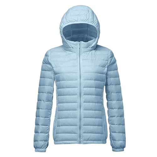 Winter Jackets For Women Uk Lightweight Down Jacket Womens Down Coats Women's Light Packable Down Jacket Parka Quilted Padded Hooded Puffer Jacket Ladies Puff Jacket Winter - Image 4