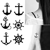 Oottati 2 Sheets Nautical Anchor Small Tiny Temporary Tattoos for Adults, Anchor Ship Wheel Fake Tattoo Stickers, Waterproof Long Lasting Body Art for Arm Wrist