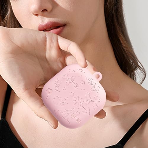 Coque Galaxy Buds 4 gravée fleurs rose parfait pour le sac à main