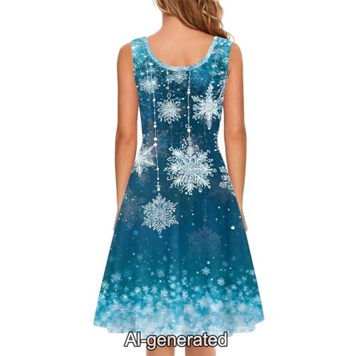 Image of Dreaweet Casual Sleeveless Dresses for Women Girls, Round Neck Tank Dresses with Pockets Summer Sundress Size XS-4XL