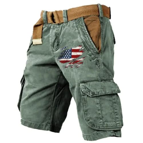 Short cargo pour homme vert L longueur genou style vintage