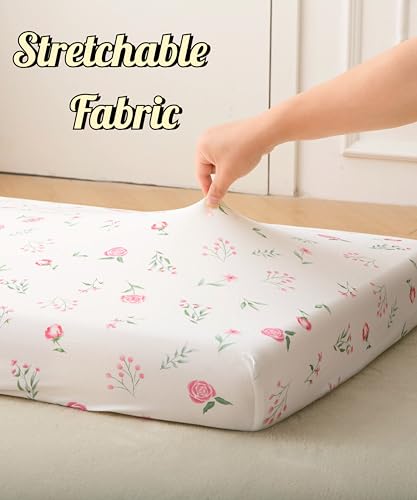 Image of SDY Jersey Crib Sheets for Baby Boys and Girls,52 inchx28 inchx8, 2 Pack,Neutral Flower Standard Oval /Retangle Fitted Crib Sheets for Toddler,Super Soft Breathable