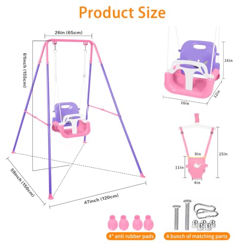 Image of 4 in 1 Toddler Swing Set & Baby Jumper, Foldable Swing Set for Backyard