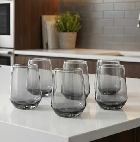 Image of BLACKCARROT Water Glasses Set of 6 | 390 ML Black Drinking Glasses| Ideal for Juices, Cold Drinks, Smoothies