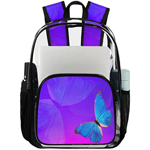 Sac à dos transparent et poches imprimées grand format L en PVC avec sangle colorée