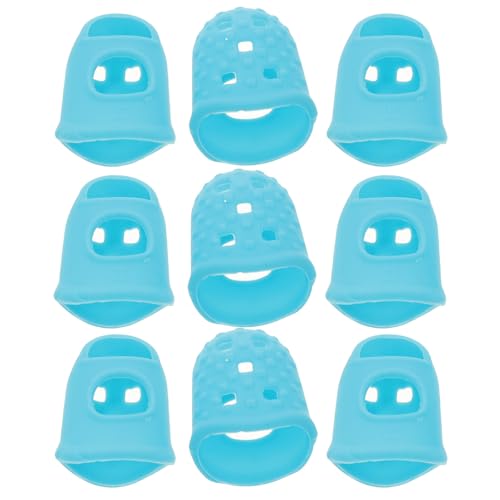 HOMSFOU 10 Pièces Manchons en Silicone Bleu pour Doigts, Protection Antidérapante Légère et Portable, Accessoires Couture DIY pour Débutants et Travaux Manuels