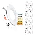 Ensenior 5/6 Inch 5CCT LED Can Lights 12 Pack, Retrofit Led Recessed Lighting, Baffle Trim, Dimmable, 9W=110W, 1000LM, 2700K/3000K/3500K/4000K/5000K Selectable, IC Rated - ETL & FCC
