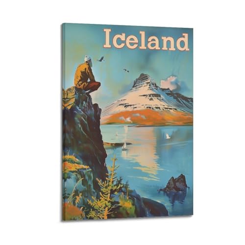 Poster Islande Kirkjufell impression sur toile decorative de style cadre 40x60 cm