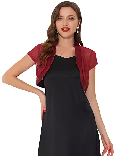 Image of Allegra K Women's Satin Shrug Bolero Cap Sleeve Crop Cardigan