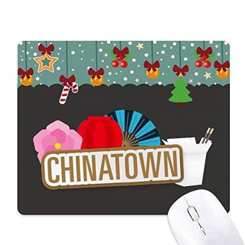 Alfombrilla de ratón de goma con diseño de Navidad, farolillos de China y flores