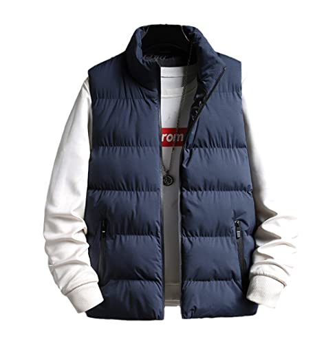 Gilet surdimensionné épais homme bleu veste sans manches col montant chaud taille M