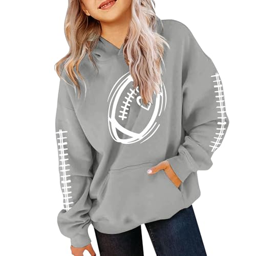Football Hoodies for Teen Girls 2025 Fall Oversized Cute Baseball Graphic Pullover Long Sleeve Crewneck Sweatshirts