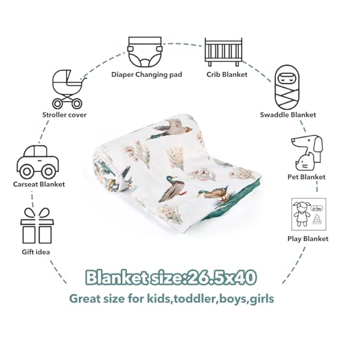 Image of Mallard Duck Baby Blanket for Boys Girls Soft Fleece Minky Blanket with Dotted Backing Double Layer Newborn Toddler Blankie for Nursery Stroller Crib Gift to Son Nephew Grandson 26.5 * 40 Inches