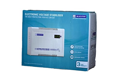 Image of Blue Star 4Kva Electronic Voltage Stabiliser (Vs415Dta-Gt) With Digital Display For 1 Ton, 1.5 Ton Acs (150V-280V, White)