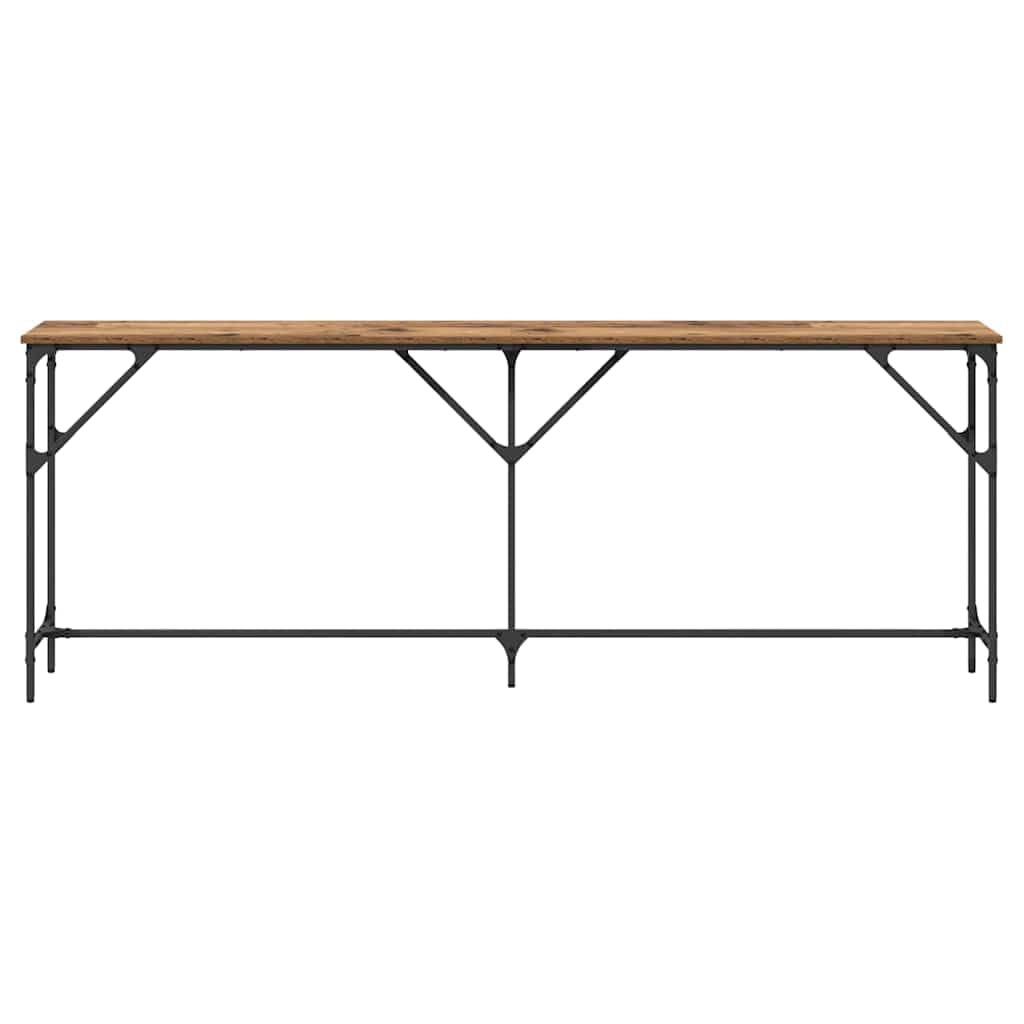 Konsola z drewna starego 200 x 29 x 75 cm z drewna warstwowego i metalu, stabilny stolik pomocniczy z miejscem do przechowywania, idealny do salonu, korytarza, biura i sypialni