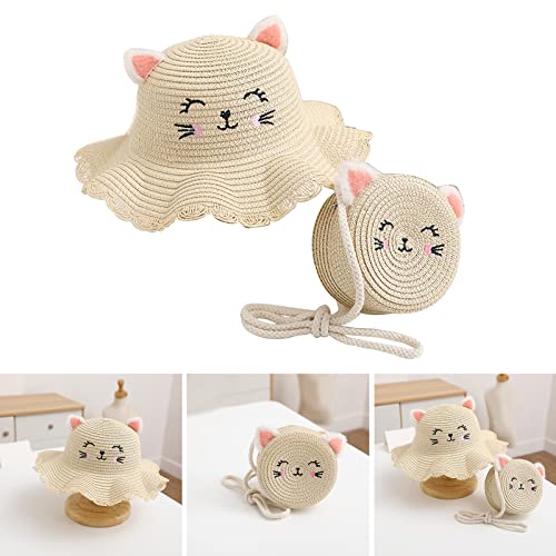 Little Girl Boy Straw Hat with Face Sun Hat Hat with Matching Bag Face Hat Holiday Present2