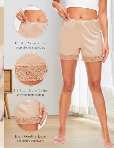Image of GYS Slip Shorts Culotte for Women Split Skirt Lace Pettipants Bloomer