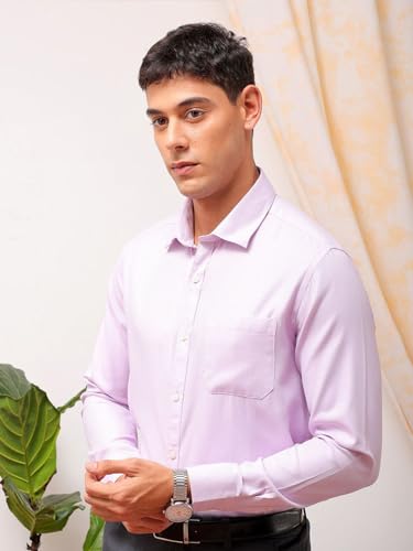 Image of The Indian Garage Co Men Cotton Slim Fit Solid Full Sleeves Cutaway Collar Formal Shirt