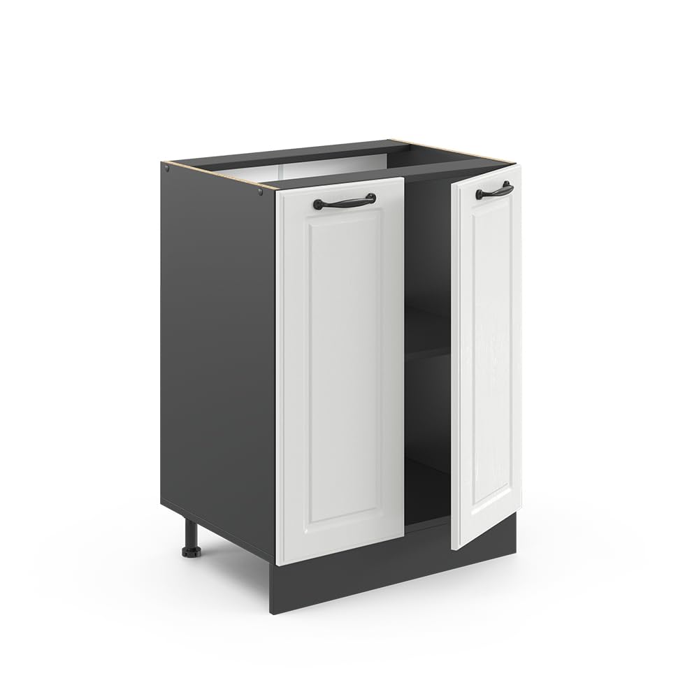 Vicco Mobiletto base cucina R-Line, Bianco rustico, 60 cm senza piano di lavoro, per la libera combinazione all'interno di sistemi cucina modulari
