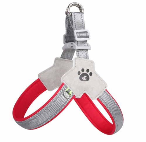 feiling Arnés reflectante ajustable para mascotas en forma de Y, arnés para perros medianos y pequeños (rojo, M)