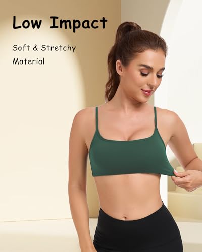 Image of QUOJIZY Sports Bras for Women Open Back Workout Tops for Women Yoga Bra Spaghetti Straps Twist Back