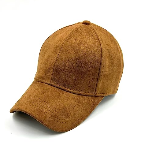 Image of Suede caps for Mens and Womens,Unisex Leather Caps for Boys Adjustable Buckle (Brown)