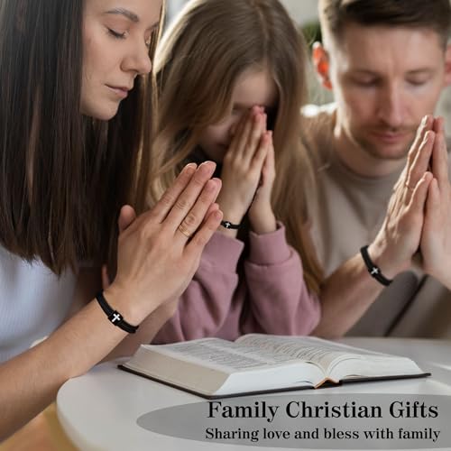 Sistble Christian Easter Gifts, Easter Basket Stuffers for Teen Boys Black Cross Bracelet for Men Baptism Confirmation Gifts Psalm Bible Verse Religious Catholic First Communion Gifts Braided Rope Jewelry — view 5