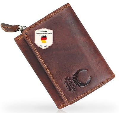 Corno d´Oro Handmade Kleines Portemonnaie Damen Leder I Mini Geldbörse Damen mit RFID Blocker und Münzfach I Geldbeutel für 5 Karten im Geschenkbox